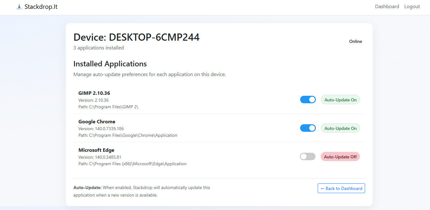 Stackdrop Pro Dashboard